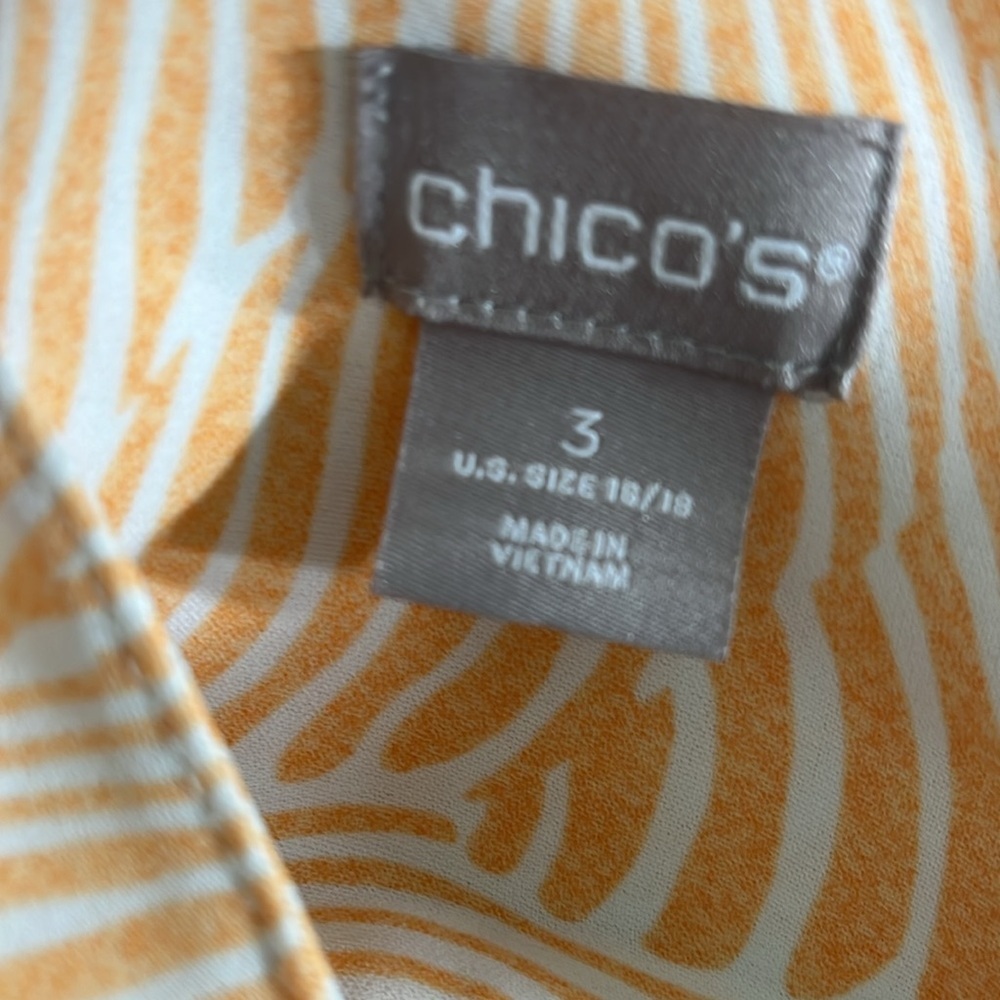 Chico's Zebra Patterned Ruffle Blouse Orange Long… - image 6